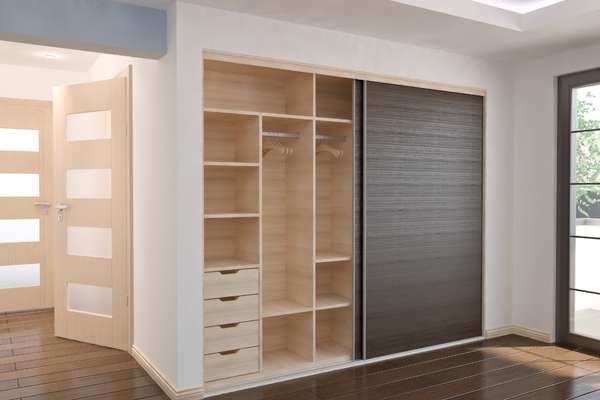 Achieve beauty through wallpapering wardrobe doors.